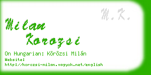 milan korozsi business card