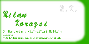 milan korozsi business card